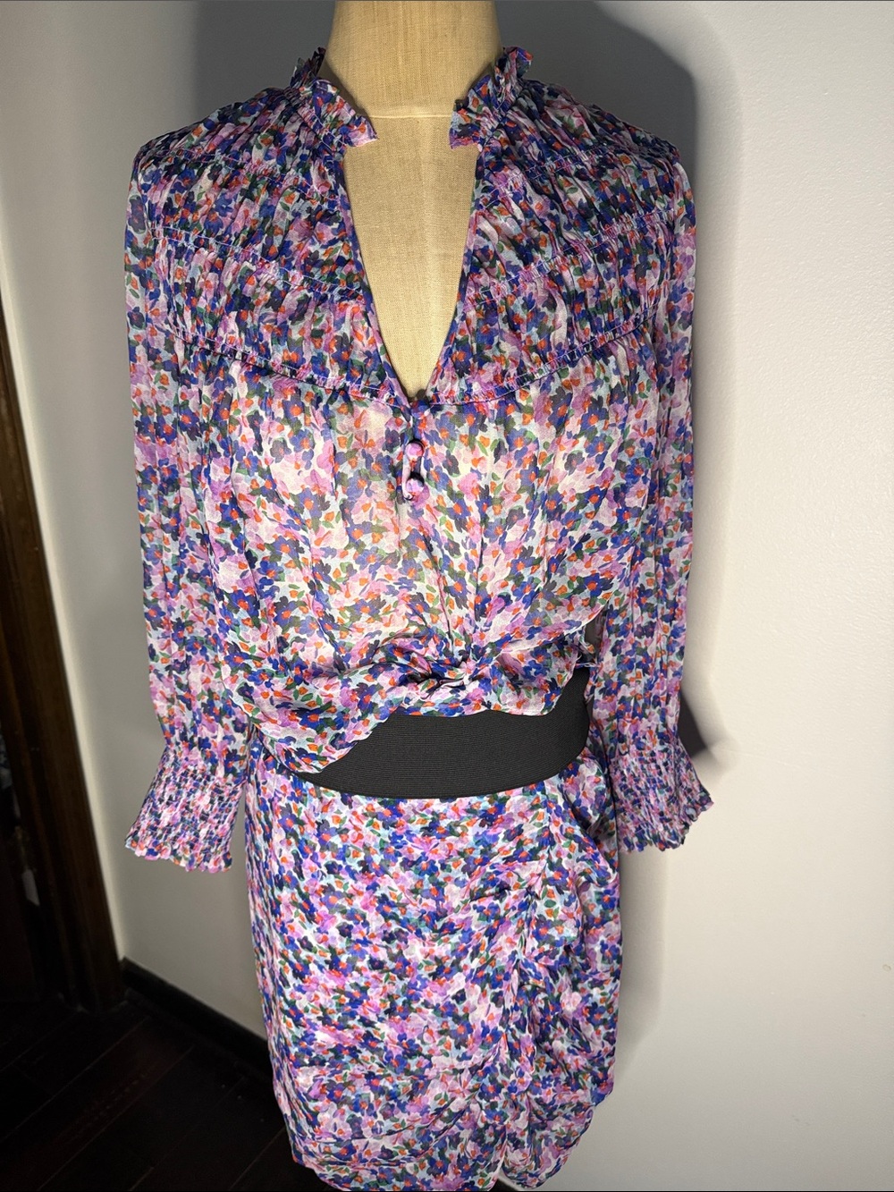 Veronica Beard Multi-Color Floral Ruffle Mini Skirt